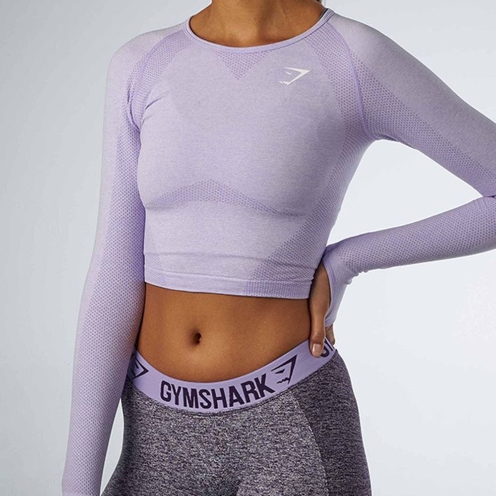 Gymshark Seamless Long Sleeve Crop Top Soft Lilac